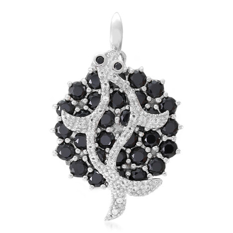 Schwarzer Spinell-Silberanhänger