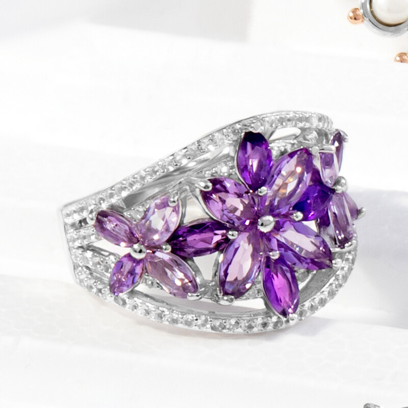 Bague en argent et Améthyste