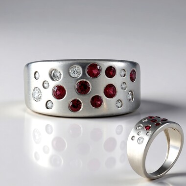 Pierścionek ze srebra platynowanego - Spinel czerwony szlachetny Noble Red
