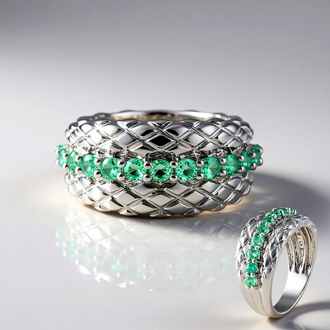 Bague en argent et Emeraude de Russie (de Melo)