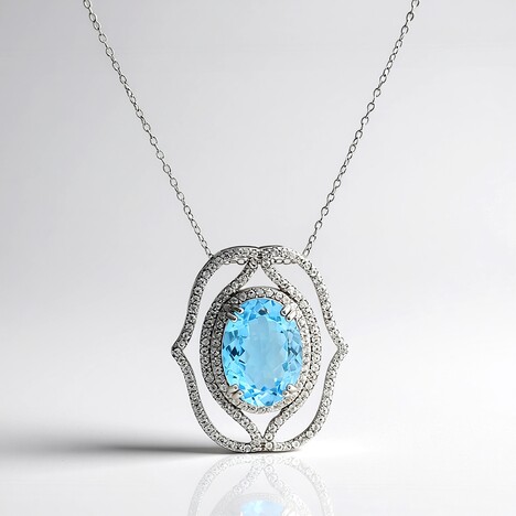 Collier en argent et Topaze bleu ciel