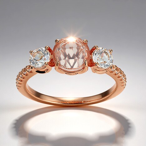 Anello in argento con Quarzo Rosa