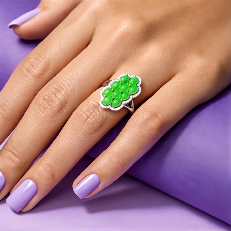 Zilveren ring met keizerlijke chrysopraasstenen