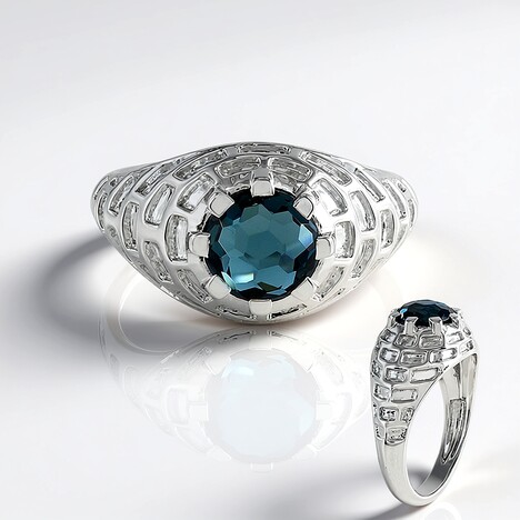 Anello in argento con Topazio Blu Londra