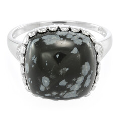 Bague en argent et Obsidienne Flocon-de-Neige