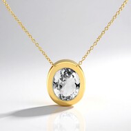 Zilveren halsketting met een witte topaas (MONOSONO COLLECTION)