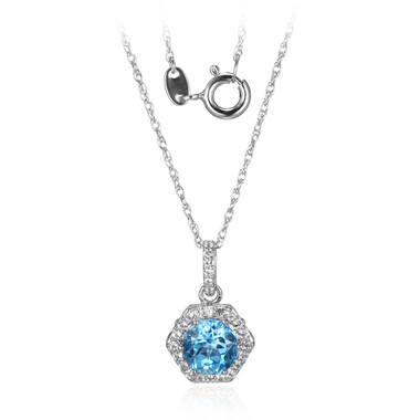 Collana in argento con Topazio Blu Svizzero