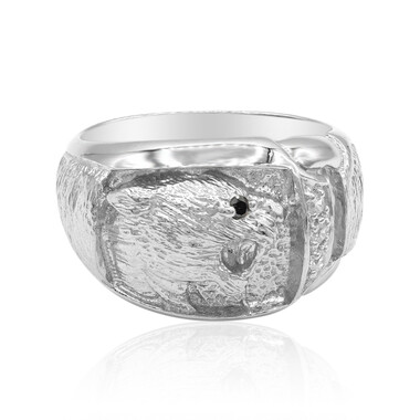 Schwarzer Brillant-Silberring
