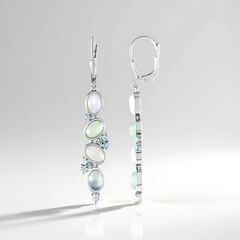 Boucles d'oreilles en argent et Pierre de Lune blanche (KM by Juwelo)
