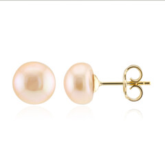 Orange Freshwater Pearl Silver Earrings (TPC)