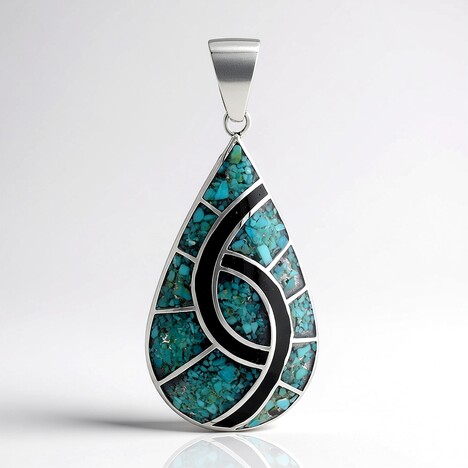 Ciondolo in argento con Turchese Mohave Blu Rame Kingman (Jones Lee)