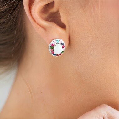 Boucles d'oreilles en argent et Opale Welo