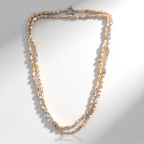 Collana in argento con Perla Keshi d’Acqua Dolce Bianca (TPC)