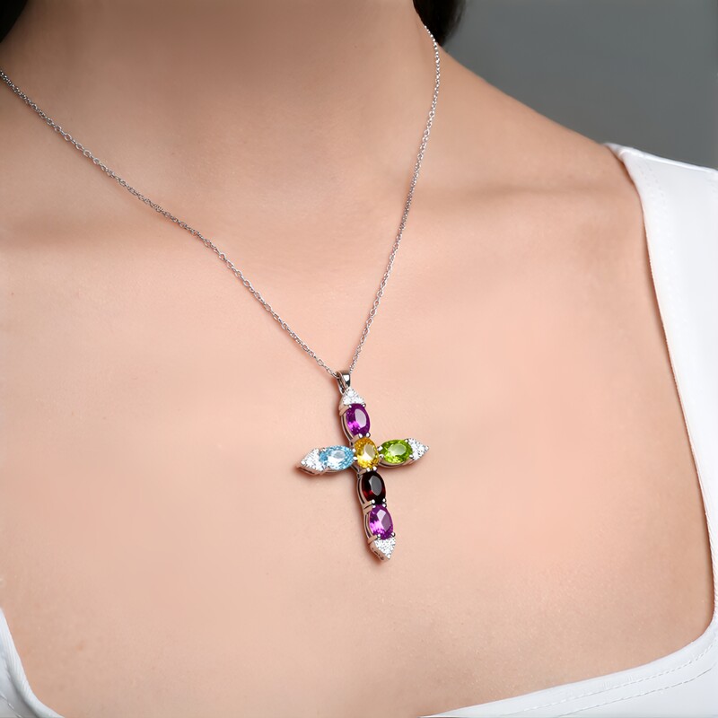 Edelstein-Silberhalskette