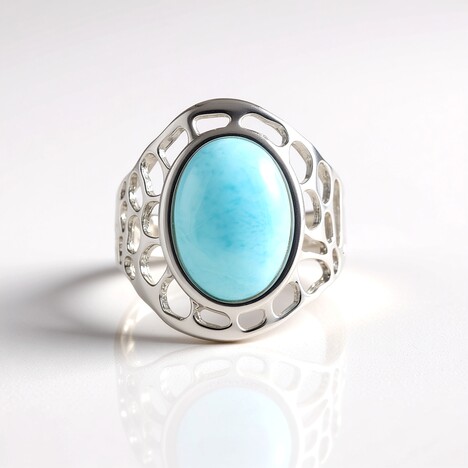 Anello in argento con Larimar (MONOSONO COLLECTION)