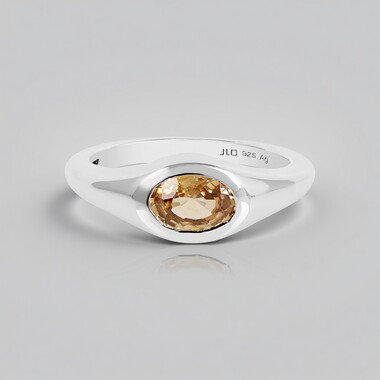 Zilveren ring met een kanariegele zirkoon