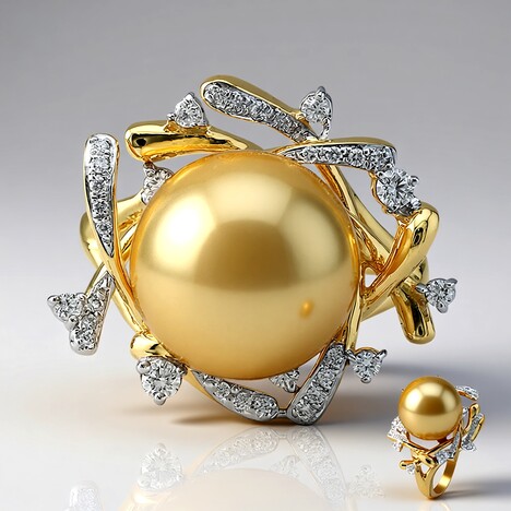 Bague en or et Perle dorée des mers du Sud Kabira (TPC)