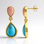Boucles d'oreilles en argent et Turquoise bleue de Mohavie (Jones Lee)
