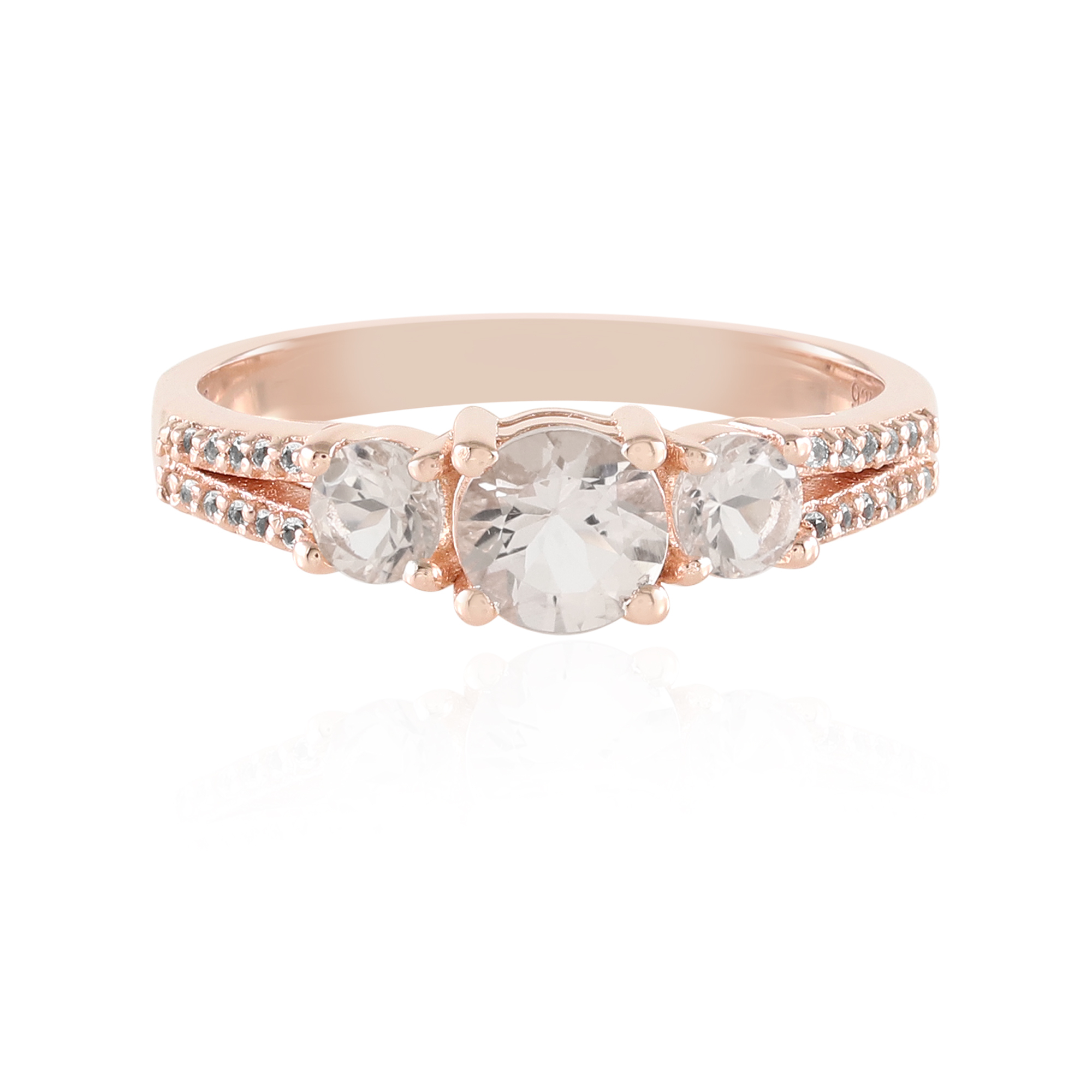 Chic Moz Morganite Rose-Plated Silver Ring