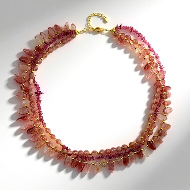 Strawberry Quartz Silver Necklace (Riya)
