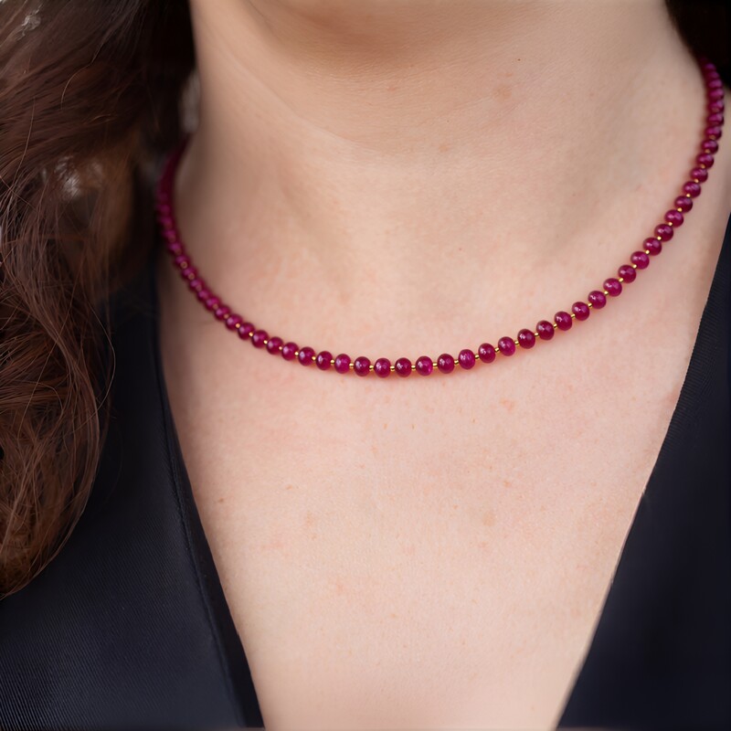 Kirsch-Quarz-Silberhalskette (Riya)