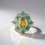 Anillo en plata con Berilo amarillo