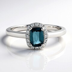 Anello in argento con Cianite Blu Foglia di Tè