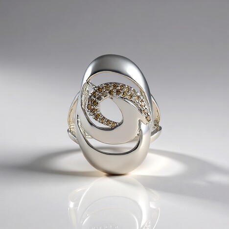 Bague en argent et Diamant champagne I3 (de Melo Essence)