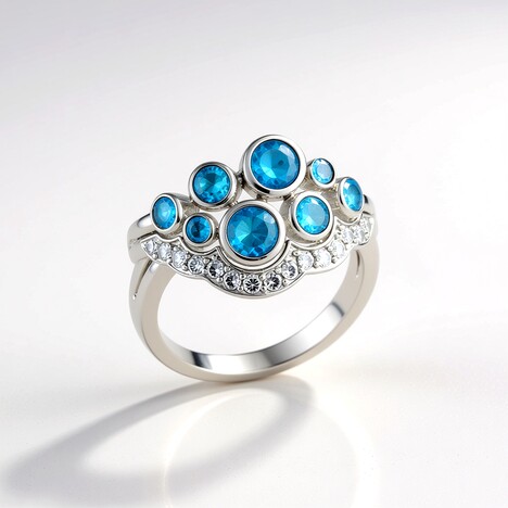 Anello in argento con Apatite Blu Neon