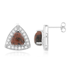 Boucles d'oreilles en argent et Obsidienne acajou