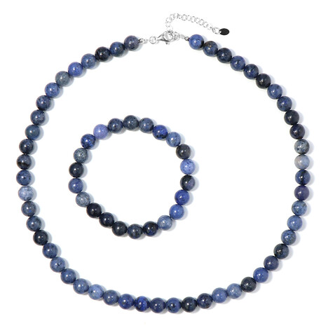 Zilveren set met dumortierieten