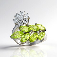 Anello in argento con Peridoto Jilin (de Melo Essence)