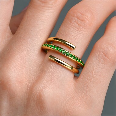 Bague en argent et Diopside de Russie