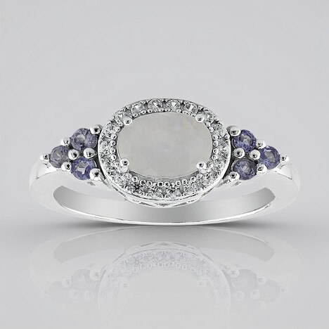 Anello in argento con Pietra di Luna Arcobaleno