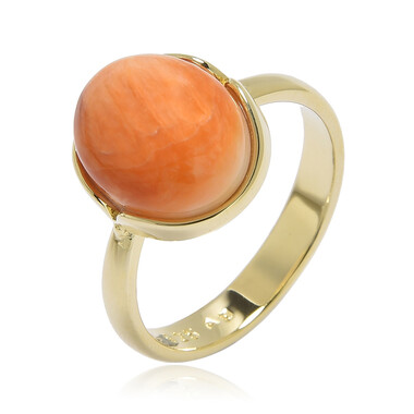 Anello in argento con Conchiglia di Ostrica Spinosa Arancione