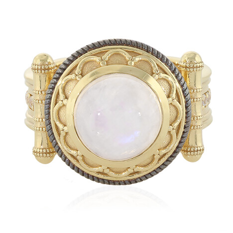 Zilveren ring met een regenboog maansteen (Memories by Vincent)