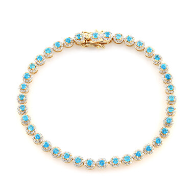 Neonblauer Apatit-Silberarmband