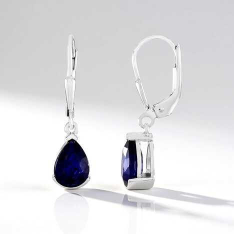 Orecchini in argento con Zaffiro Blu del Madagascar