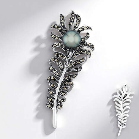 Spilla in argento con Perla Tahitiana (TPC)