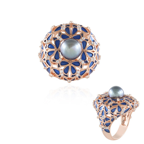 Anello in argento con Perla Tahitiana (Adela Silber)