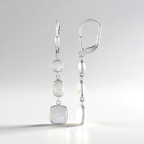Orecchini in argento con Pietra di Luna Blu (KM by Juwelo)