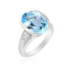 Anillo en plata con Topacio azul cielo