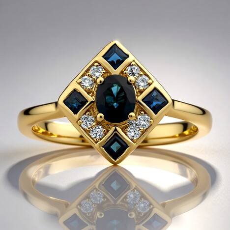 Anello in oro con Zaffiro Ceylon Blu