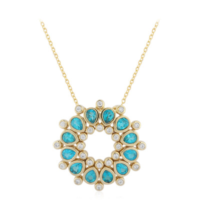 Neonblauer Apatit-Silbercollier (de Melo)