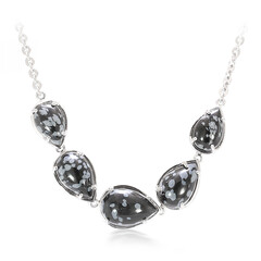 Collier en argent et Obsidienne Flocon-de-Neige