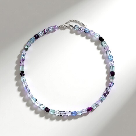 Collier en argent et Fluorite multicolore