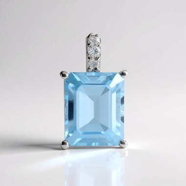 Zawieszka ze srebra platynowanego - Topaz błękitny Sky Blue