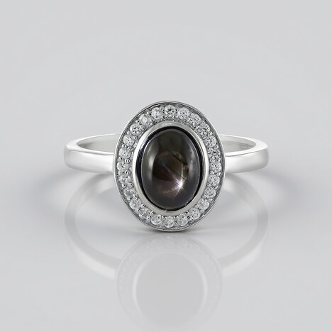 Anello in argento con Zaffiro Stellato Nero