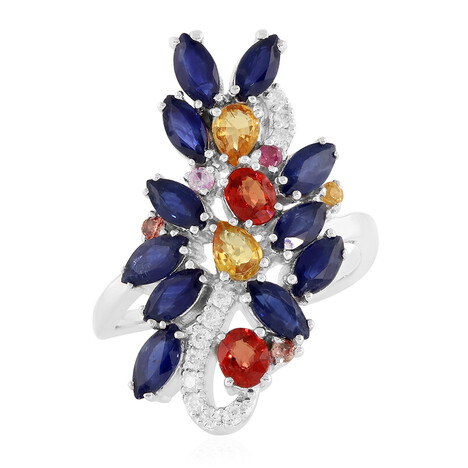 Zilveren ring met blauwe saffieren