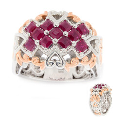 Zilveren ring met Birmese Robijnen (Gems en Vogue)
